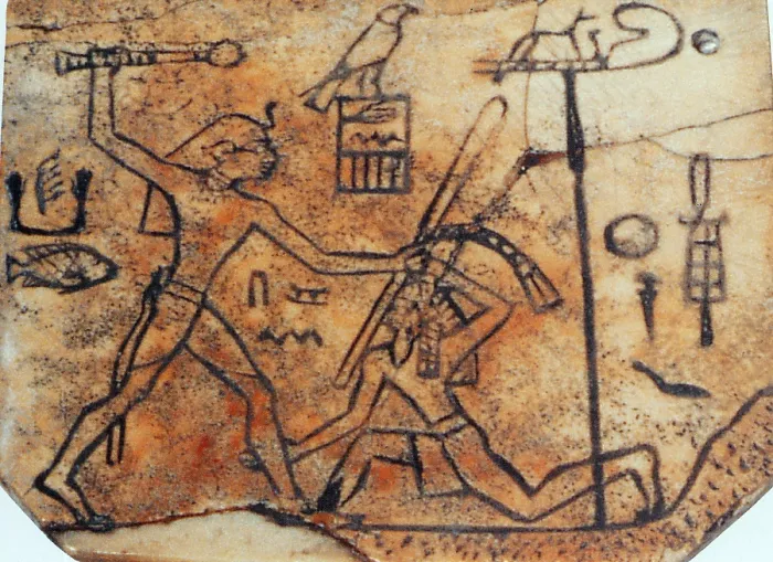 Framed Print : Den Striking Down Asiatic Tribesman, 3000 BC Framed Print : Den Striking Down Asiatic Tribesman, 3000 BC