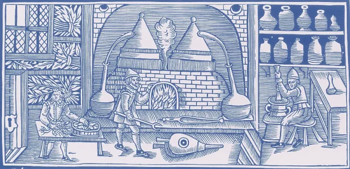 Framed Print : Distillation, Middle Ages Framed Print : Distillation, Middle Ages
