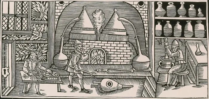 Framed Print : Distillation, Middle Ages Framed Print : Distillation, Middle Ages