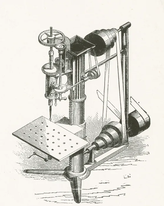 Framed Print : Drill Press, 19th Century Framed Print : Drill Press, 19th Century