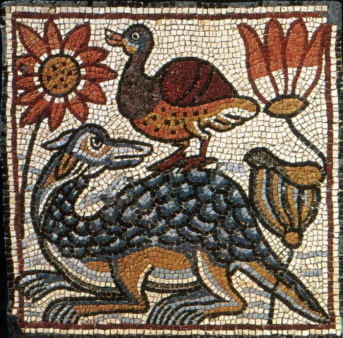 Framed Print : Duck and Crocodile, Byzantine Mosaic, 6th Century Framed Print : Duck and Crocodile, Byzantine Mosaic, 6th Century