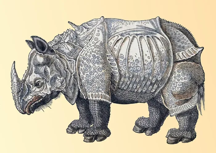Framed Print : Durer, Rhinoceros, 16th Century Framed Print : Durer, Rhinoceros, 16th Century