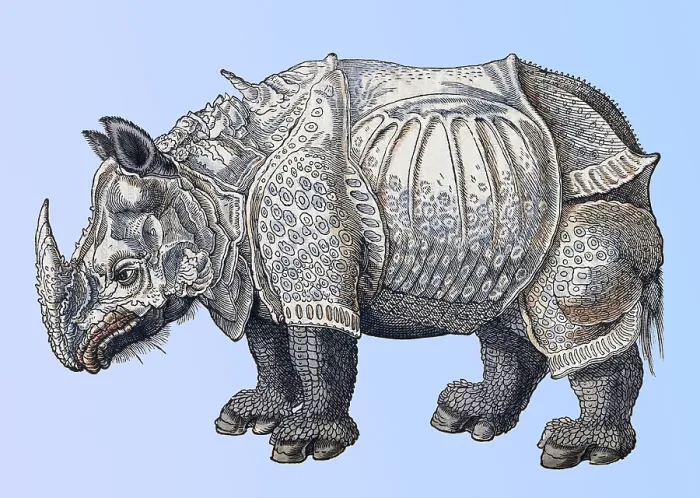 Framed Print : Durer, Rhinoceros, 16th Century Framed Print : Durer, Rhinoceros, 16th Century