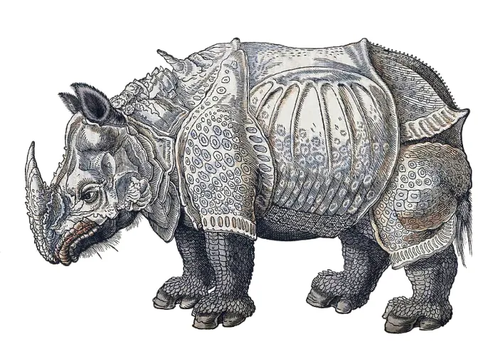 Framed Print : Durer, Rhinoceros, 16th Century Framed Print : Durer, Rhinoceros, 16th Century