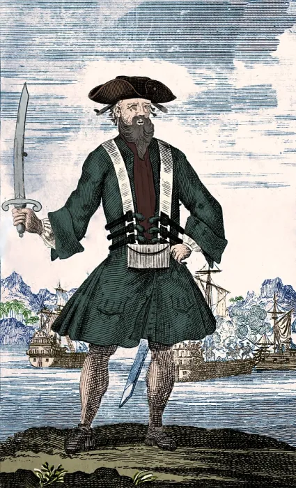 Framed Print : Edward Teach AKA Blackbeard, English Pirate Framed Print : Edward Teach AKA Blackbeard, English Pirate