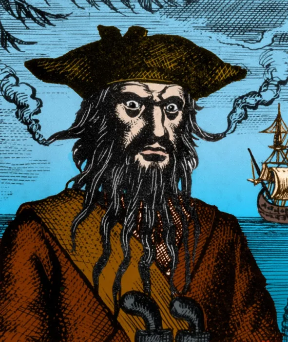 Framed Print : Edward Teach AKA Blackbeard, English Pirate Framed Print : Edward Teach AKA Blackbeard, English Pirate