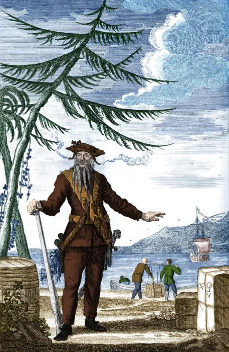 Framed Print : Edward Teach AKA Blackbeard, English Pirate Framed Print : Edward Teach AKA Blackbeard, English Pirate