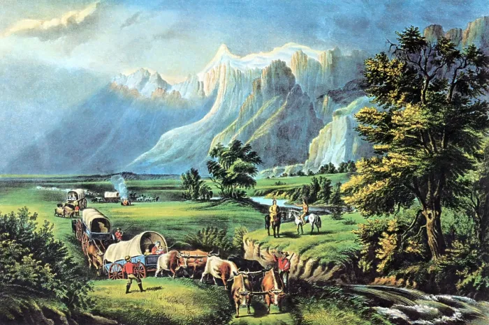 Framed Print : Emigrants Crossing the Plains, 19th Century Framed Print : Emigrants Crossing the Plains, 19th Century