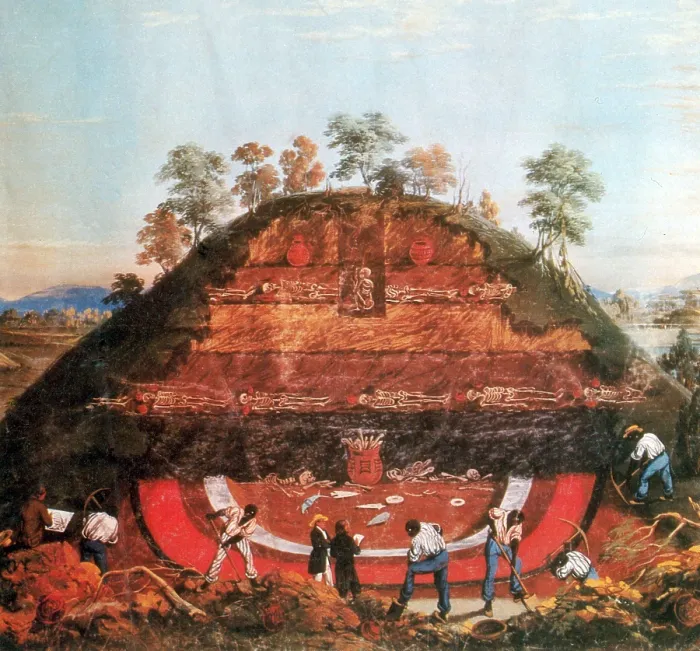 Framed Print : Excavation of Indian Mound, 1850 Framed Print : Excavation of Indian Mound, 1850