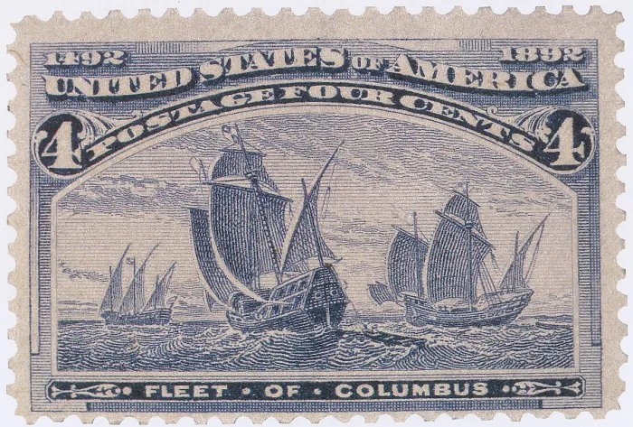 Framed Print : Fleet of Columbus, US Postage Stamp, 1893