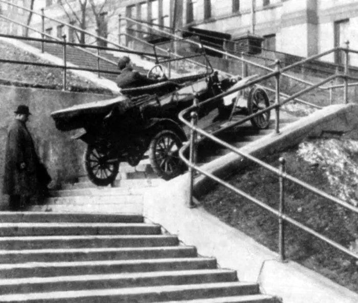 Framed Print : Ford Model T Car Stunt, 1910s