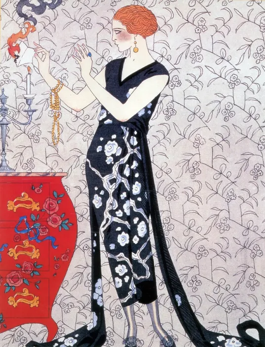 Framed Print : French Fashion, George Barbier Pochoir, 1920 Framed Print : French Fashion, George Barbier Pochoir, 1920