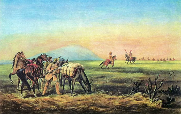 Framed Print : Frontiersmen and Native American Indians, 1800s
