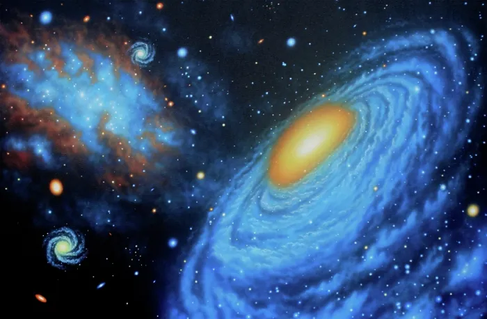 Framed Print : Galaxies Colliding, Illustration Framed Print : Galaxies Colliding, Illustration