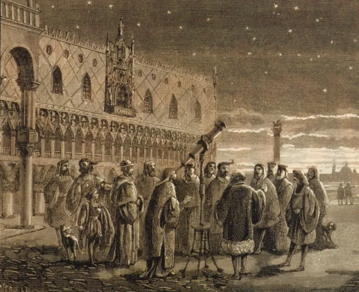 Framed Print : Galileo shows the satellites of Jupiter to Venetian senators