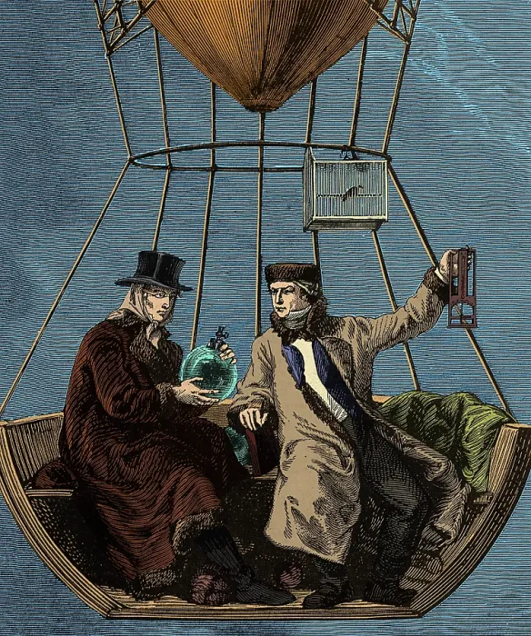 Framed Print : Gay-Lussac and Biot in Hot Air Balloon, 1804
