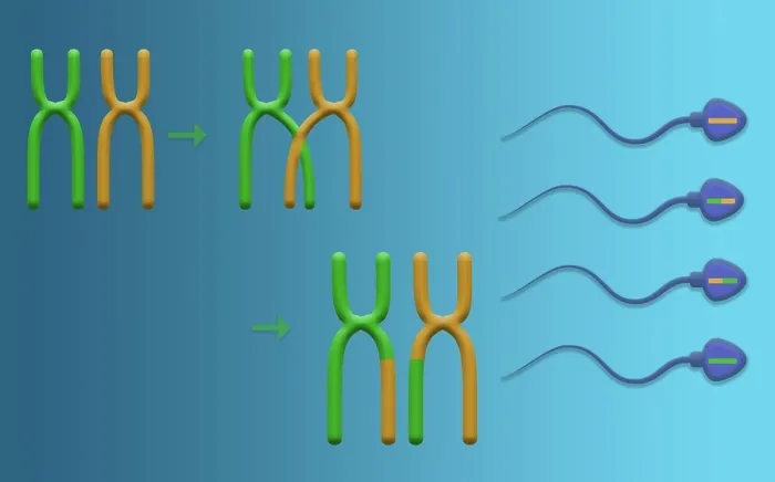 Framed Print : Genetic Recombination is the crossover of genetic material between chromosomes during spermatogenesis, microbiology Framed Print : Genetic Recombination is the crossover of genetic material between chromosomes during spermatogenesis, microbiology