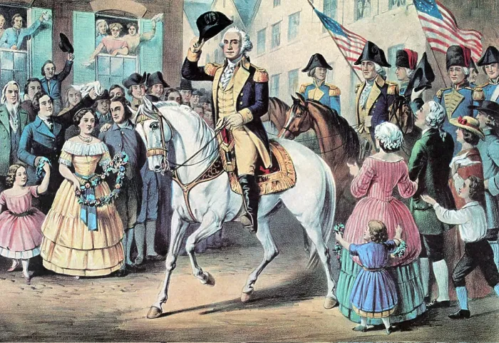 Framed Print : George Washington's Triumphal Return to NYC, 1783 Framed Print : George Washington's Triumphal Return to NYC, 1783