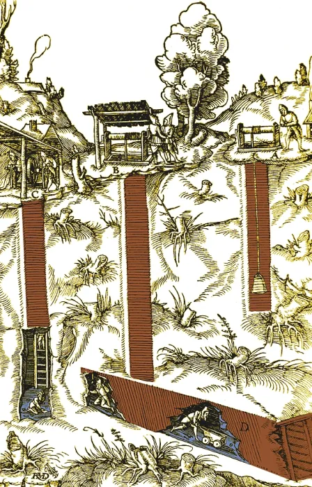 Framed Print : Georgius Agricola, De Re Metallica, Mine Shafts, 16th Century Framed Print : Georgius Agricola, De Re Metallica, Mine Shafts, 16th Century