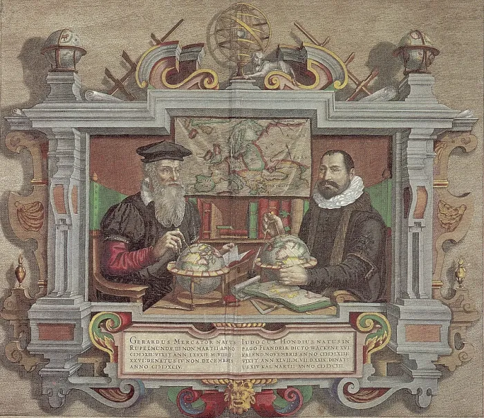 Framed Print : Gerardus Mercator and Jodocus Hondius