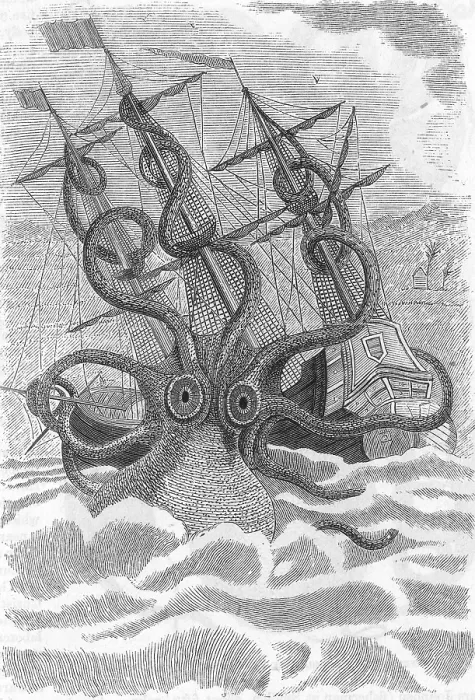 Framed Print : Giant Squid Attacking Ship, 1801 Framed Print : Giant Squid Attacking Ship, 1801