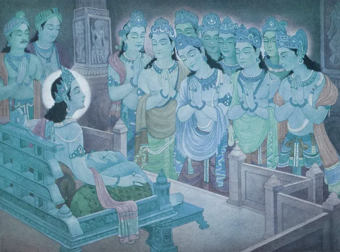 Framed Print : Gods Entertaining Mahavira
