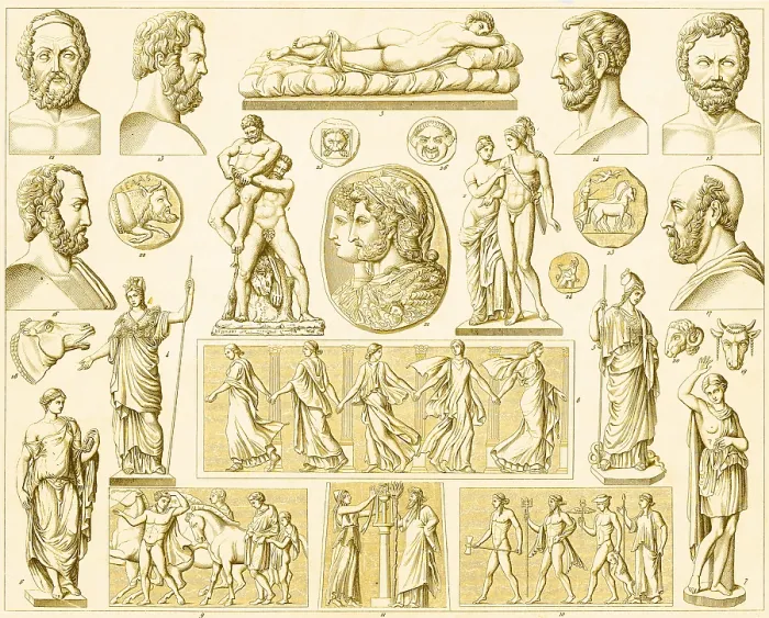Framed Print : Greek and Roman Mythological Figures