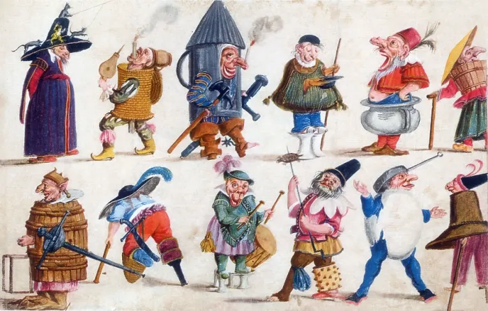 Framed Print : Grotesque Costume Designs, 17th Century Framed Print : Grotesque Costume Designs, 17th Century