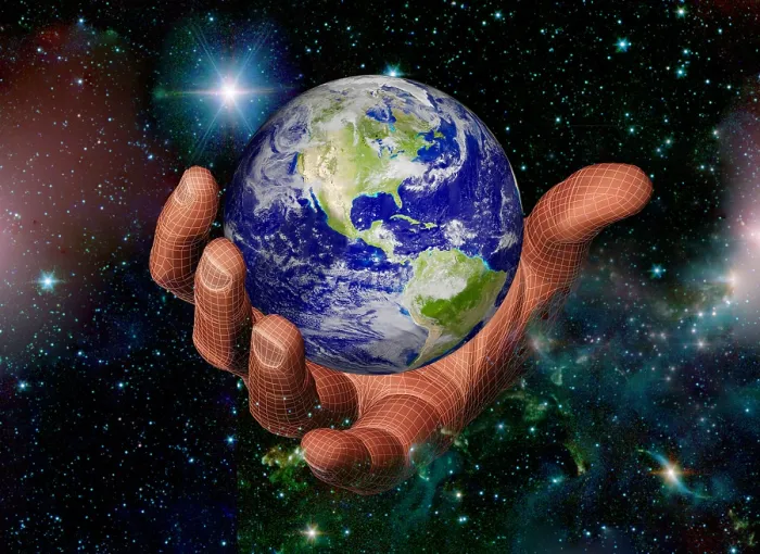 Framed Print : Hand Holding the Earth