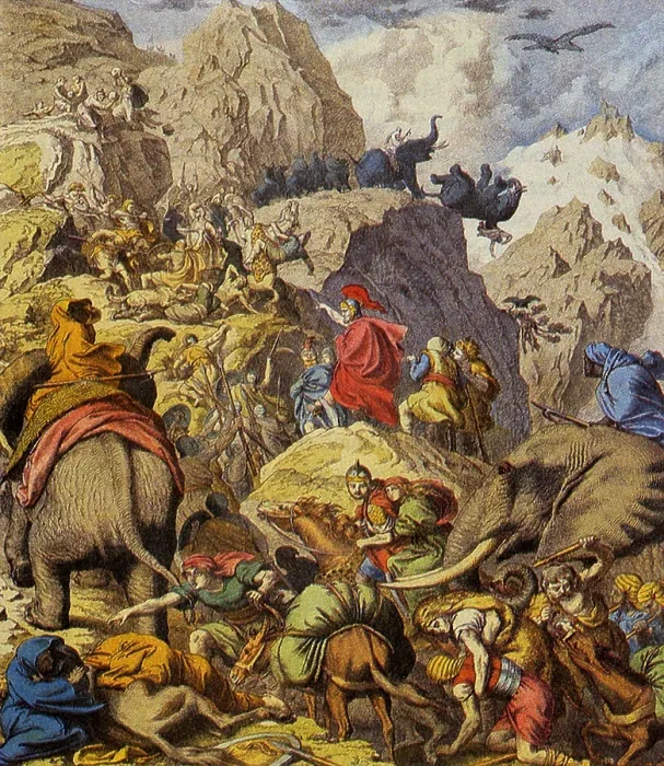 Framed Print : Hannibal's War Elephants Climb the Alps, Second Punic War