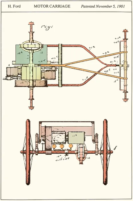Framed Print : Henry Ford's Motor Carriage Patent, 1901