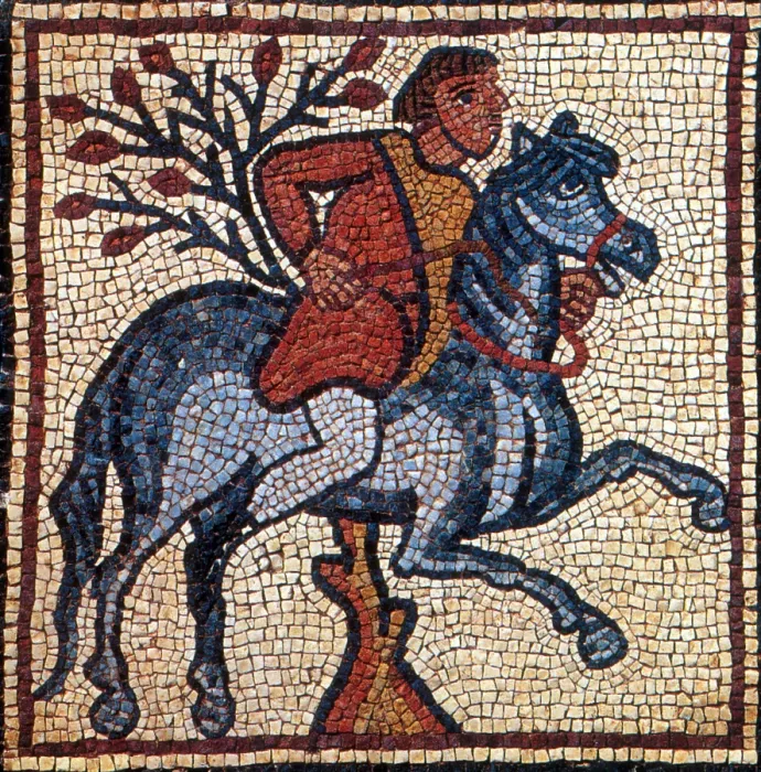 Framed Print : Horse and Rider, Byzantine Mosaic, 6th Century Framed Print : Horse and Rider, Byzantine Mosaic, 6th Century