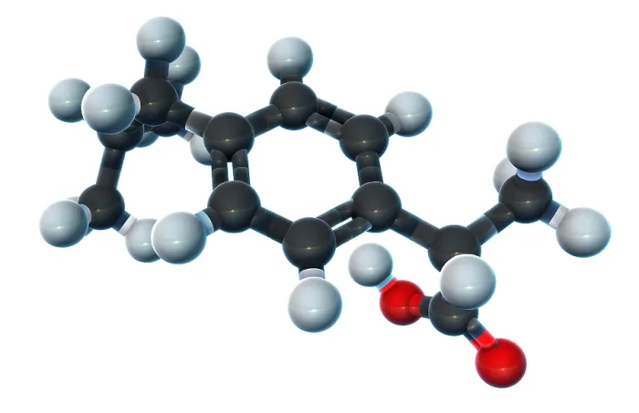 Framed Print : Ibuprofen, Molecular Model Framed Print : Ibuprofen, Molecular Model
