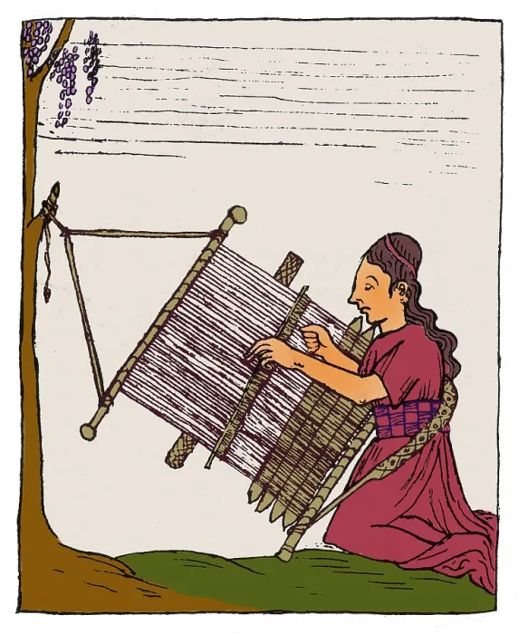 Framed Print : Incan Woman Weaving, 17th Century Framed Print : Incan Woman Weaving, 17th Century