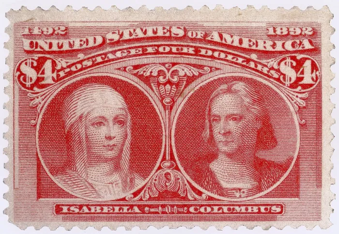 Framed Print : Isabella and Columbus, U.S. Postage Stamp, 1893 Framed Print : Isabella and Columbus, U.S. Postage Stamp, 1893