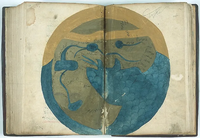 Framed Print : Islamic Map of the Inhabited World, 16th Century Framed Print : Islamic Map of the Inhabited World, 16th Century