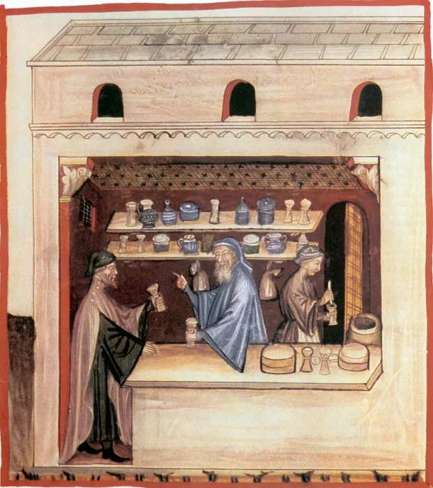 Framed Print : Italian Pharmacy, 14th Century