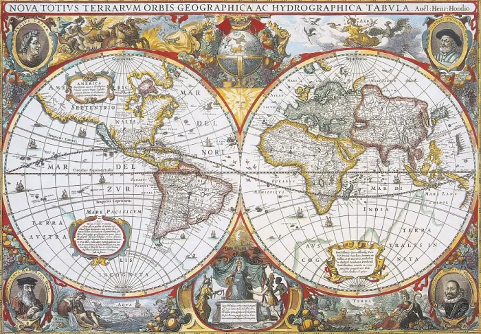 Framed Print : Jodocus Hondius, World Map, 1630