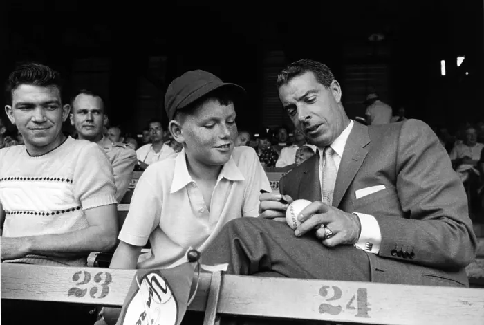 Framed Print : Joe DiMaggio Signing a Baseball Framed Print : Joe DiMaggio Signing a Baseball