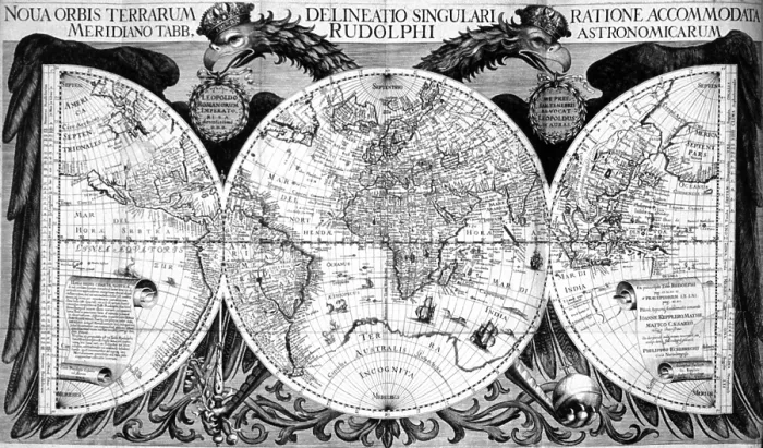 Framed Print : Johannes Kepler World Map, Tabulae Rudolphinae, 1627 Framed Print : Johannes Kepler World Map, Tabulae Rudolphinae, 1627