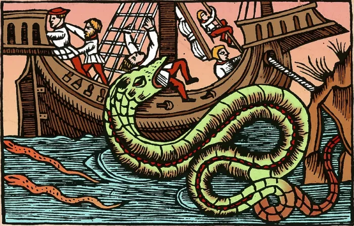 Framed Print : Kraken Attacking Ship, 1555 Framed Print : Kraken Attacking Ship, 1555