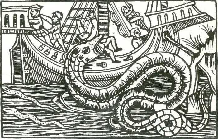 Framed Print : Kraken Attacking Ship, 1555 Framed Print : Kraken Attacking Ship, 1555