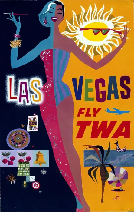 Framed Print : Las Vegas, Fly TWA Poster, Modern Vintage Advertisement Framed Print : Las Vegas, Fly TWA Poster, Modern Vintage Advertisement