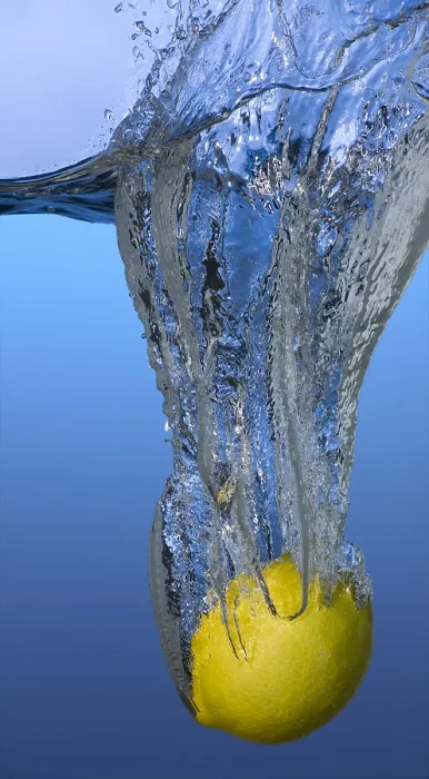 Framed Print : Lemon Dropped in Water Framed Print : Lemon Dropped in Water