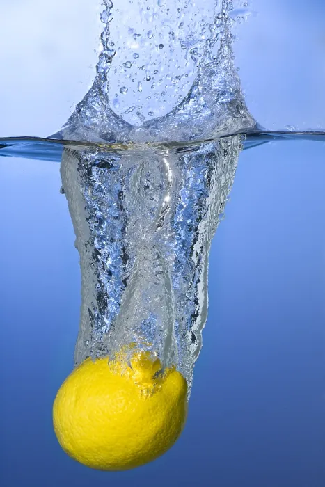 Framed Print : Lemon Dropped in Water Framed Print : Lemon Dropped in Water