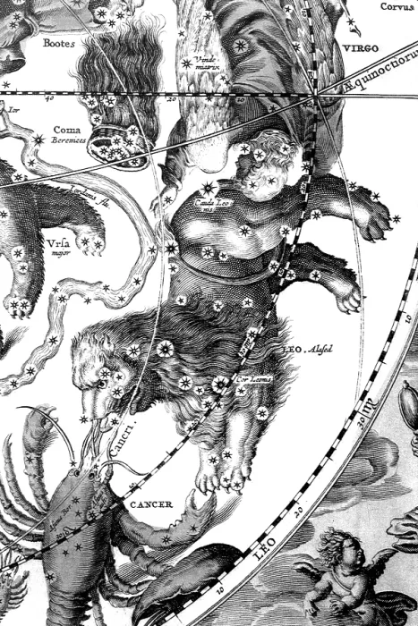 Framed Print : Leo Constellation, Zodiac Sign, Cellarius, 1660