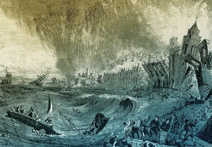Framed Print : Lisbon Tsunami, 1755