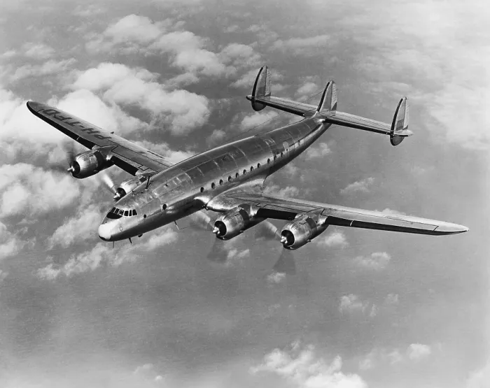 Framed Print : Lockheed Constellation or Connie Propeller Plane, 1950