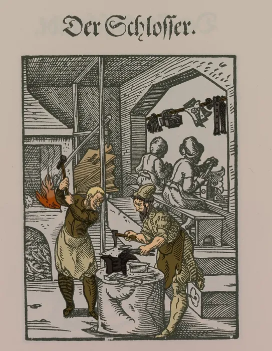 Framed Print : Locksmith, Medieval Tradesmen Framed Print : Locksmith, Medieval Tradesmen