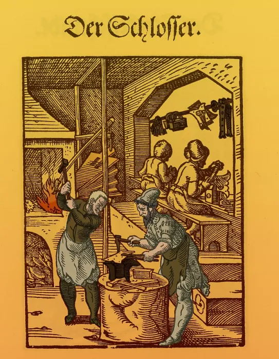 Framed Print : Locksmith, Medieval Tradesmen Framed Print : Locksmith, Medieval Tradesmen